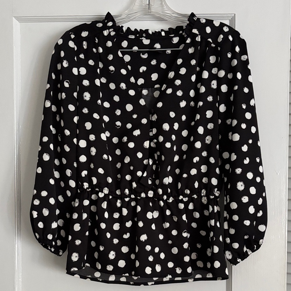JCrew silk polkadot plum blouse